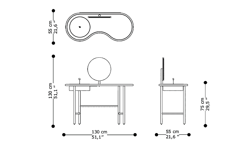 Image of the main dimensions of the product